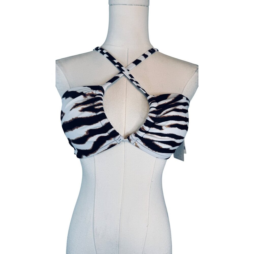 2/$30 NWT Bar 111 Size Large Wild Leopard-Print Cross-Back Bikini Top